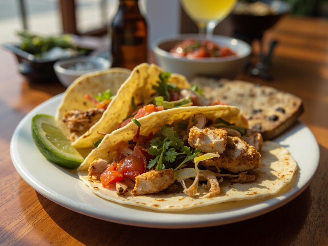 Flat grill tacos on a cafe plate